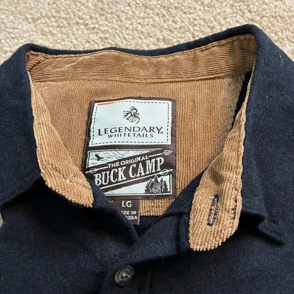 Legendary Whitetails The Original Buck Camp Black Flannel- Sz L - Picture 4 of 10